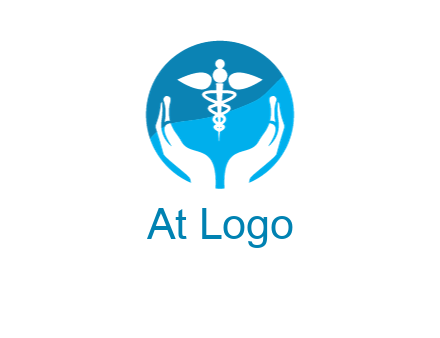 caduceus with negative spacing hands in circle 