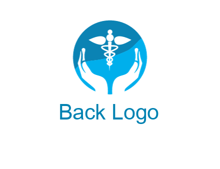 caduceus with negative spacing hands in circle 