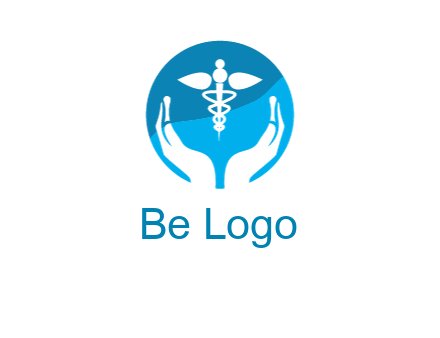 caduceus with negative spacing hands in circle 