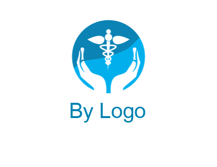 caduceus with negative spacing hands in circle 