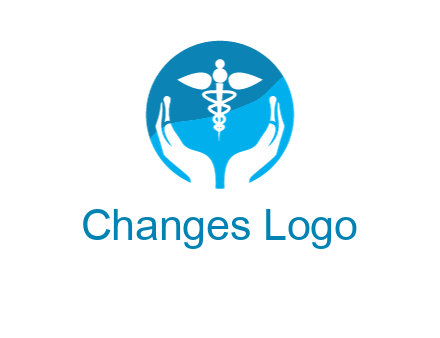 caduceus with negative spacing hands in circle 