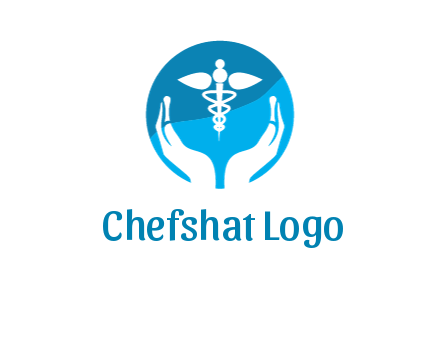 caduceus with negative spacing hands in circle 