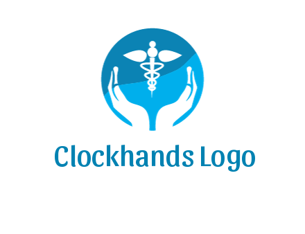 caduceus with negative spacing hands in circle 