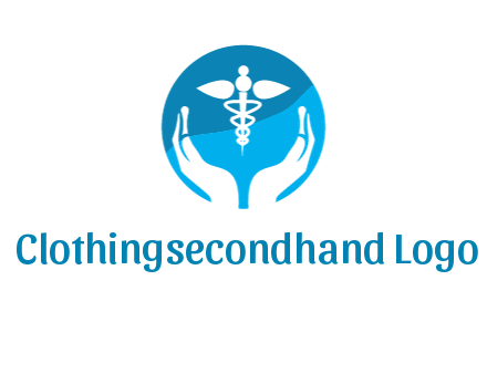 caduceus with negative spacing hands in circle 