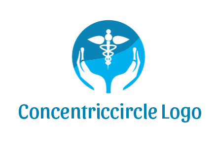 caduceus with negative spacing hands in circle 
