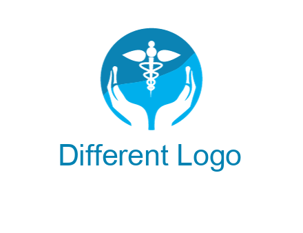 caduceus with negative spacing hands in circle 