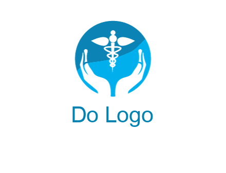 caduceus with negative spacing hands in circle 