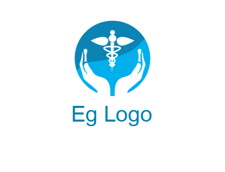 caduceus with negative spacing hands in circle 