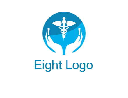 caduceus with negative spacing hands in circle 