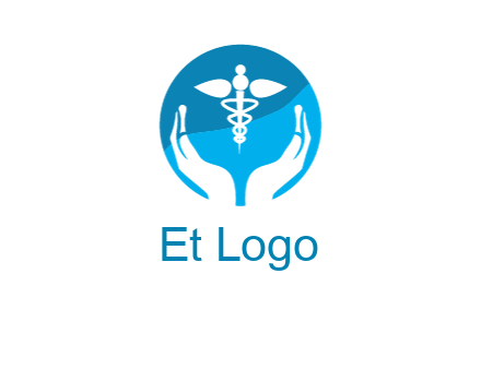 caduceus with negative spacing hands in circle 