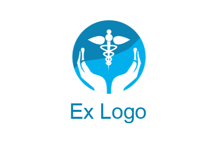 caduceus with negative spacing hands in circle 