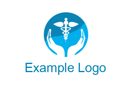 caduceus with negative spacing hands in circle 