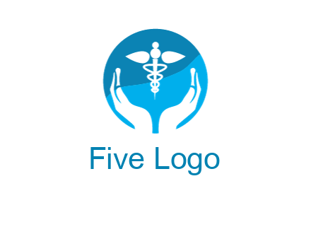 caduceus with negative spacing hands in circle 