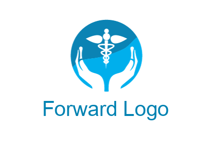 caduceus with negative spacing hands in circle 