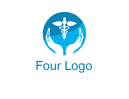 caduceus with negative spacing hands in circle 