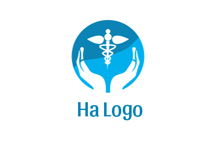 caduceus with negative spacing hands in circle 