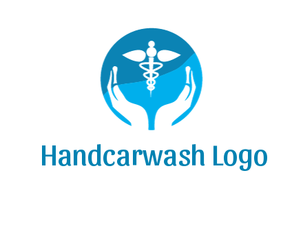 caduceus with negative spacing hands in circle 