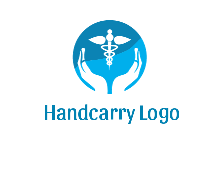 caduceus with negative spacing hands in circle 