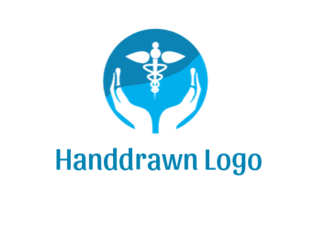caduceus with negative spacing hands in circle 