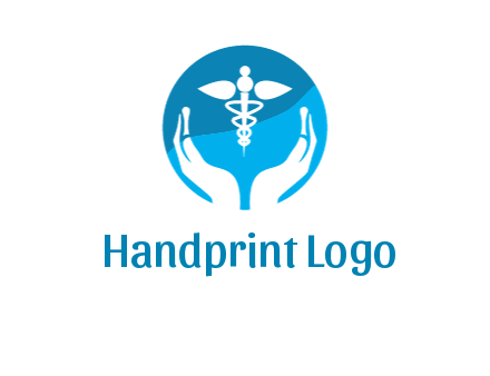 caduceus with negative spacing hands in circle 