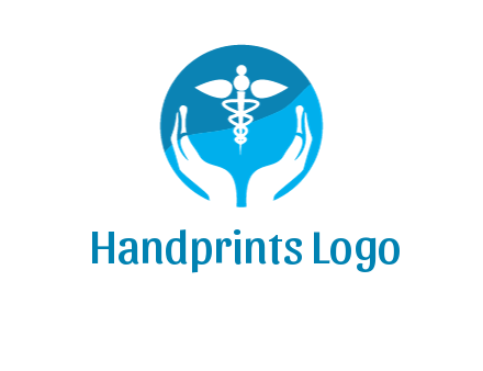 caduceus with negative spacing hands in circle 