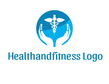 caduceus with negative spacing hands in circle 