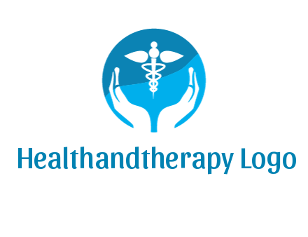 caduceus with negative spacing hands in circle 