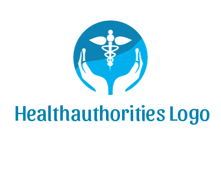 caduceus with negative spacing hands in circle 