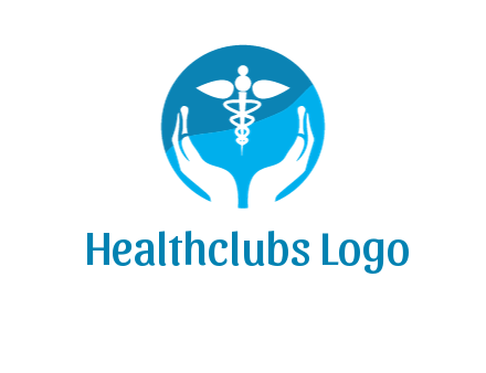 caduceus with negative spacing hands in circle 