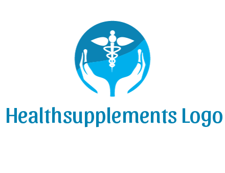 caduceus with negative spacing hands in circle 