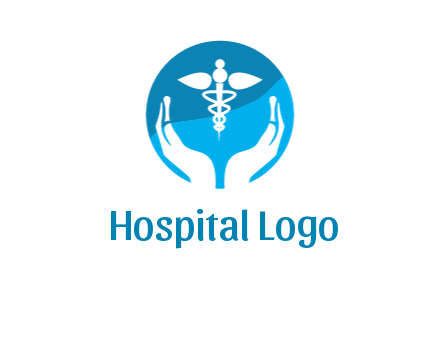 caduceus with negative spacing hands in circle 