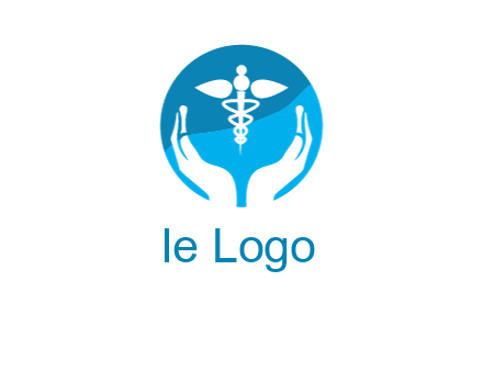 caduceus with negative spacing hands in circle 