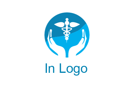 caduceus with negative spacing hands in circle 