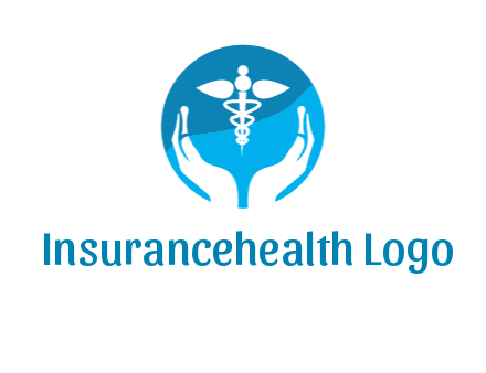 caduceus with negative spacing hands in circle 