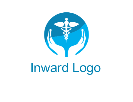 caduceus with negative spacing hands in circle 
