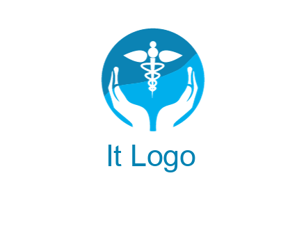 caduceus with negative spacing hands in circle 