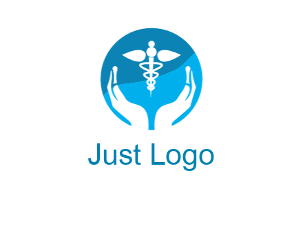 caduceus with negative spacing hands in circle 