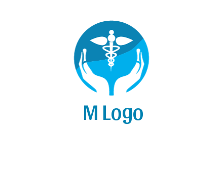 caduceus with negative spacing hands in circle 