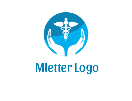 caduceus with negative spacing hands in circle 