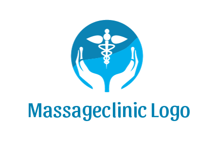 caduceus with negative spacing hands in circle 