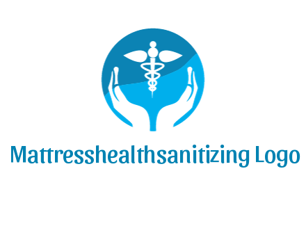 caduceus with negative spacing hands in circle 