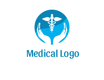 caduceus with negative spacing hands in circle 
