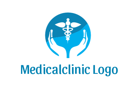 caduceus with negative spacing hands in circle 