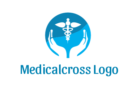 caduceus with negative spacing hands in circle 