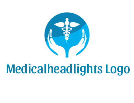 caduceus with negative spacing hands in circle 