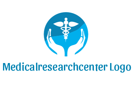 caduceus with negative spacing hands in circle 