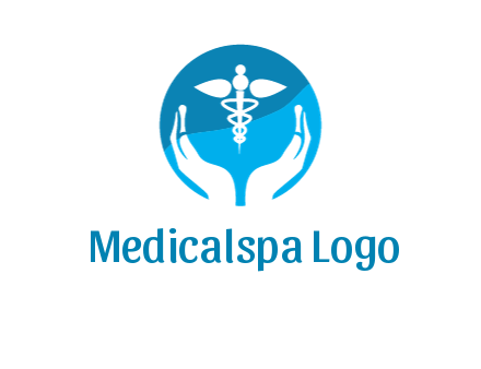 caduceus with negative spacing hands in circle 