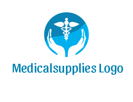caduceus with negative spacing hands in circle 
