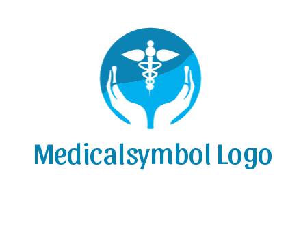 caduceus with negative spacing hands in circle 
