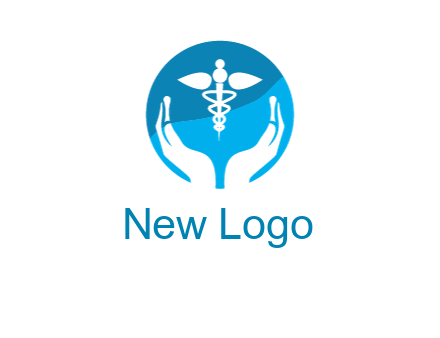 caduceus with negative spacing hands in circle 